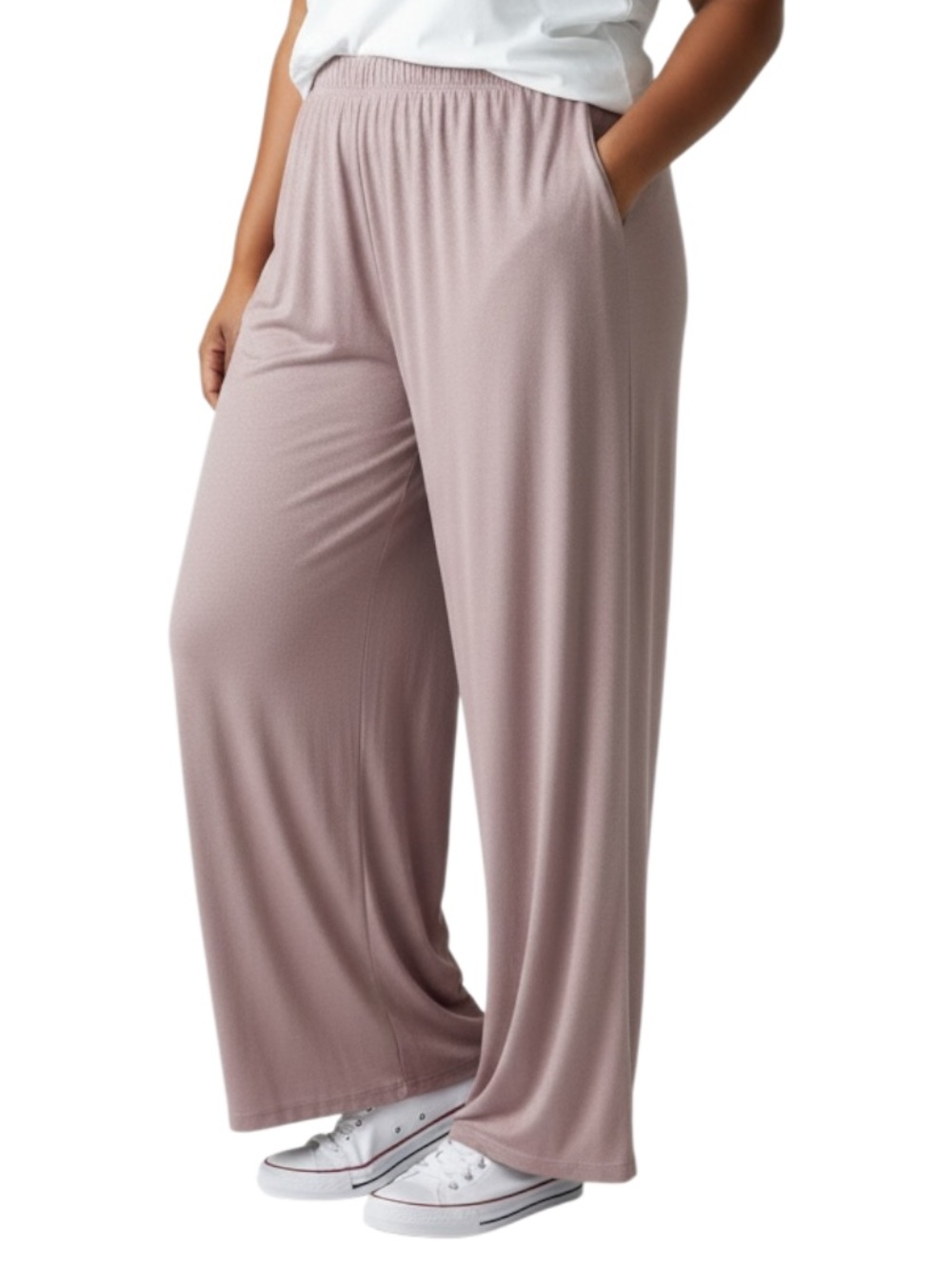 R&M Richards Wide-Leg Lounge Pants in Dusty Mauve